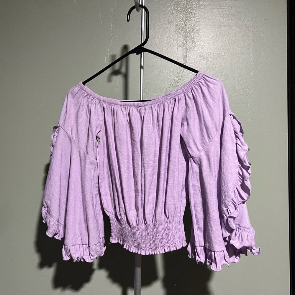 Lavender Off-Shoulder Ruffle Top
